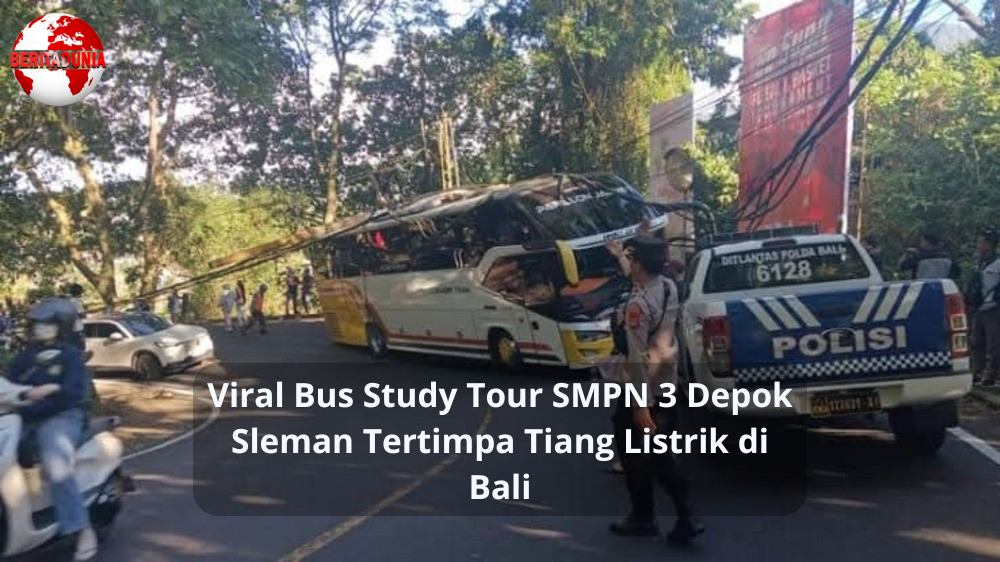 Bus Study Tour SMPN 3 Depok Sleman Tertimpa Tiang Listrik di Bali