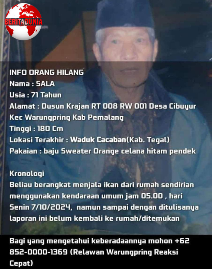 Penemuan Mayat Seorang Pria Tua Di Waduk Cacaban Kabupaten Tegal!